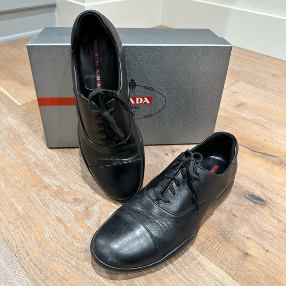 Men’s Prada Sport Black Shoes (Prada 7 1/2 = U.S. 8.5) with box and bag - Picture 2 of 4